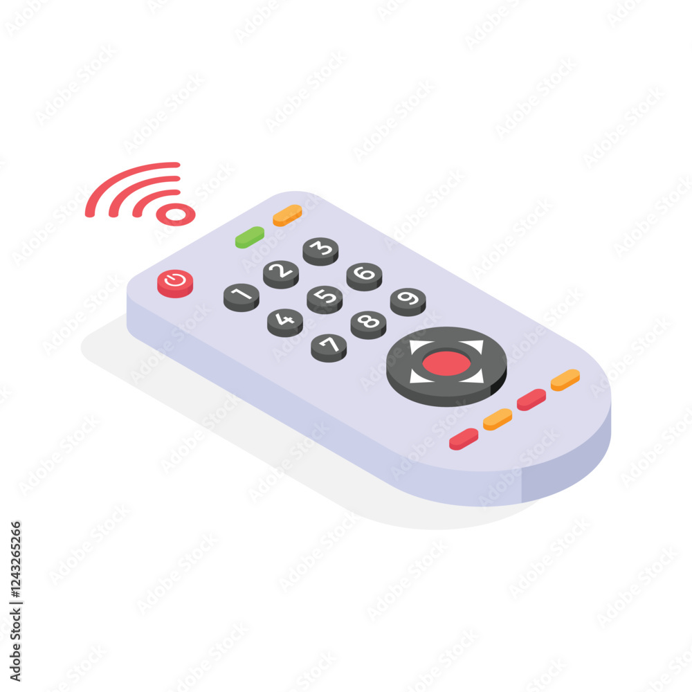 Icon of a smart remote control in isometric design style Icon of a smart remote control in isometric design style