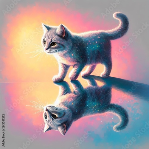 Wallpaper Mural and logos of A cat and its reflection engage in a gentle game of Torontodigital.ca