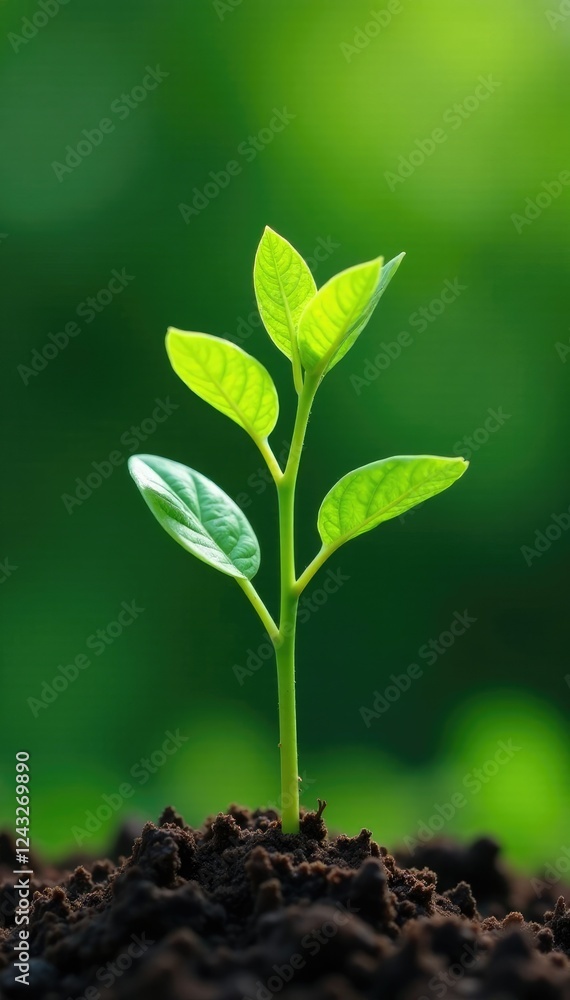 Sapling sprouts unfolding delicate leaves and branches, branch, green Sapling sprouts unfolding delicate leaves and branches, branch, green