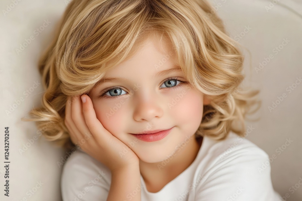Adorable Little Girl with Blond Curly Hair. Adorable Little Girl with Blond Curly Hair.