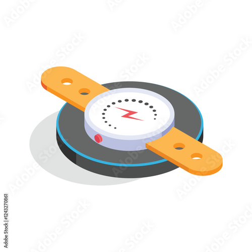 An isometric icon of a wireless charging pad for a smartwatch