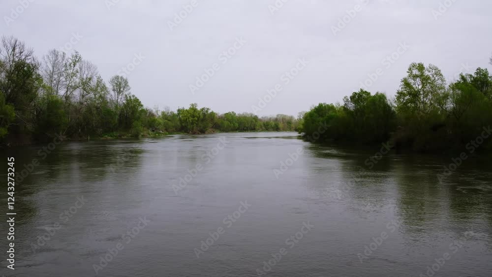 Exploring the tranquility of the river surrounded by lush greenery and calm waters in spring Exploring the tranquility of the river surrounded by lush greenery and calm waters in spring