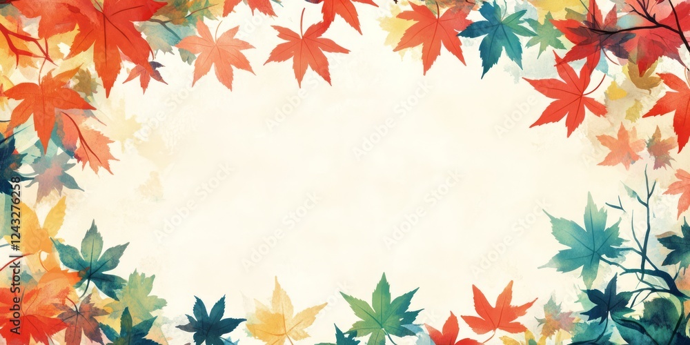 Watercolor Autumn Maple Leaves Frame Design Watercolor Autumn Maple Leaves Frame Design
