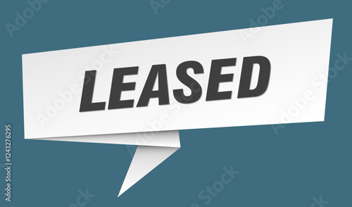 leased banner. leased speech bubble, label, sticker, sign template