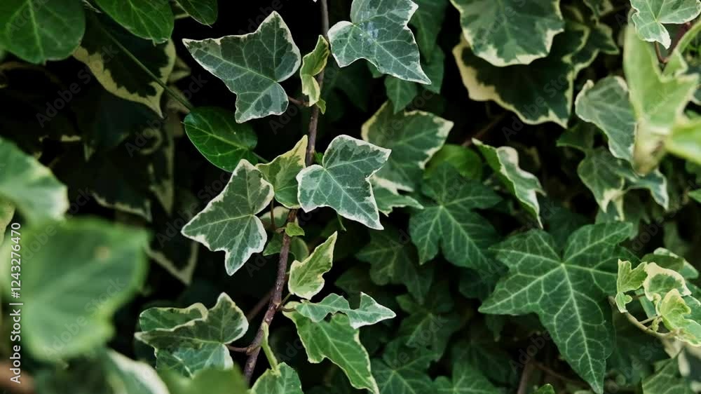 A lush green hedge of ivy swaying in the wind A lush green hedge of ivy swaying in the wind
