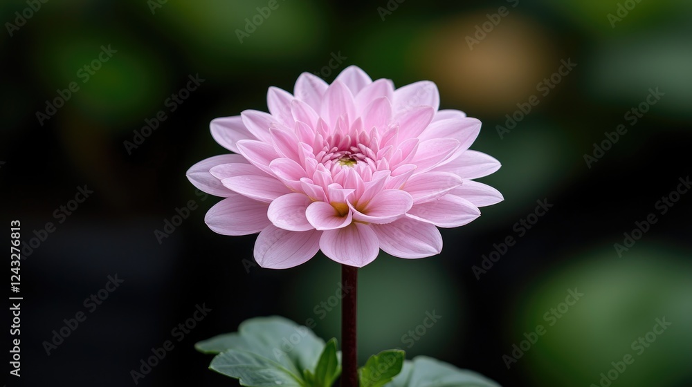 Obraz premium Pink dahlia blossom in garden, blurred background, floral design