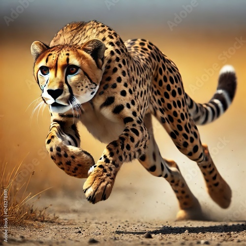 Wallpaper Mural Daring Cheetah A cheetah sprinting across the savanna eyes focus Torontodigital.ca