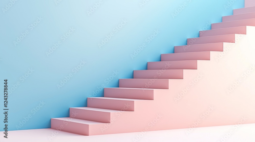 Pink and Blue Pastel Stairs Against a Wall Pink and Blue Pastel Stairs Against a Wall