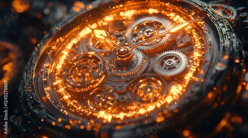 Wallpaper Mural Glowing watch gears, intricate mechanism, close-up, dark background, luxury advert Torontodigital.ca