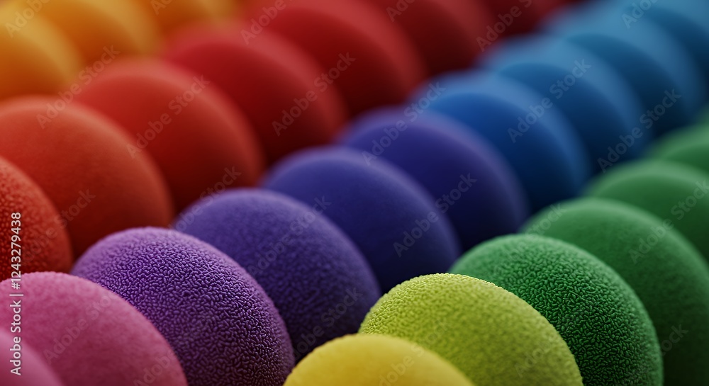 Fototapeta premium Vibrant Rainbow Colored Textured Spheres Abstract Background Pride Month LGBT Celebration