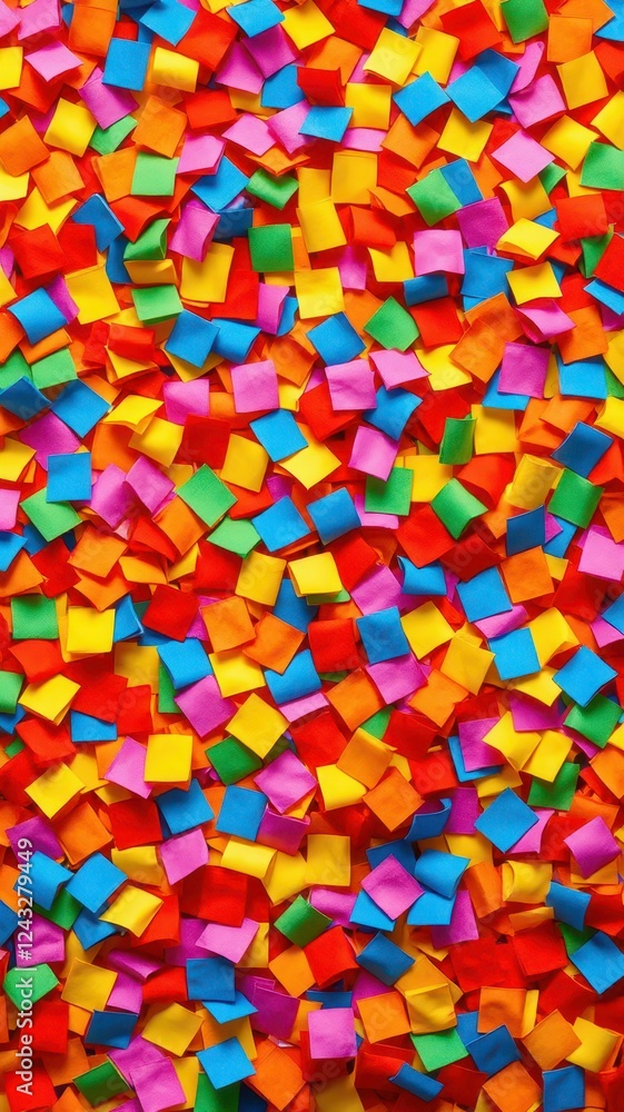 Colorful confetti scattered on a vibrant surface ready for celebration or festive event decorations Colorful confetti scattered on a vibrant surface ready for celebration or festive event decorations