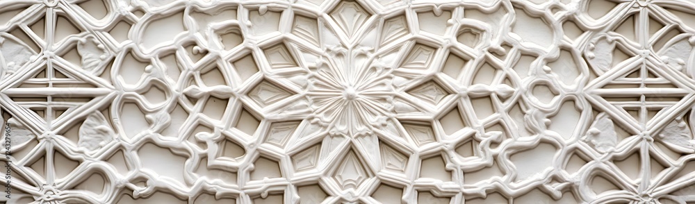Obraz premium Intricate white architectural relief showcasing geometric patterns and designs, emphasizing craftsmanship