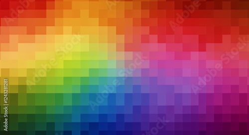 Vibrant Rainbow Pixelated Squares Abstract Background Pride Month LGBTQIA+ Art