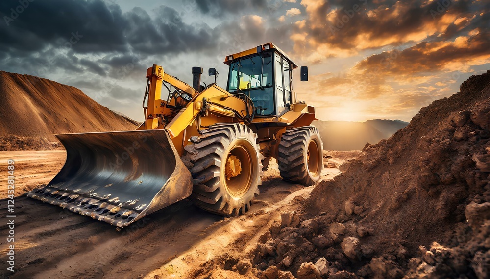 A bulldozer operating at a construction site A bulldozer operating at a construction site