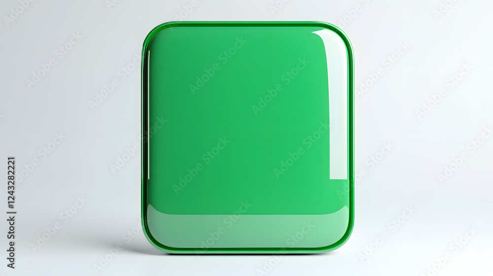 Blank Mobile application icon, button - green square with round corners. 3d rendering, white background
Blank Mobile application icon, button - green square with round corners. 3d rendering, white background