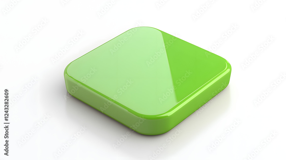 Blank Mobile application icon, button - green square with round corners. 3d rendering, white background
Blank Mobile application icon, button - green square with round corners. 3d rendering, white background