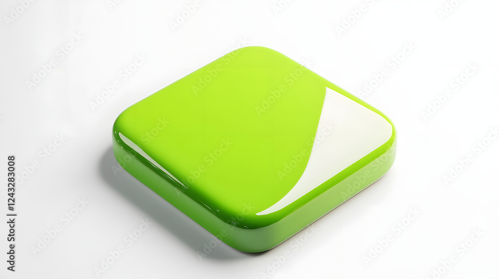 Blank Mobile application icon, button - green square with round corners. 3d rendering, white background
Blank Mobile application icon, button - green square with round corners. 3d rendering, white background