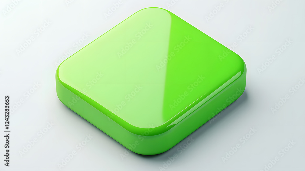 Blank Mobile application icon, button - green square with round corners. 3d rendering, white background
Blank Mobile application icon, button - green square with round corners. 3d rendering, white background