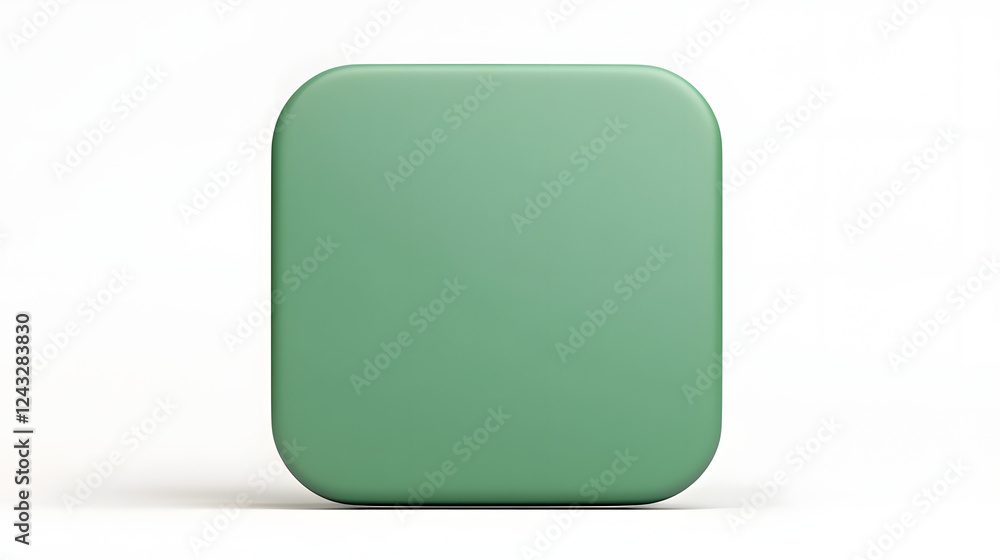 Blank Mobile application icon, button - green square with round corners. 3d rendering, white background
Blank Mobile application icon, button - green square with round corners. 3d rendering, white background