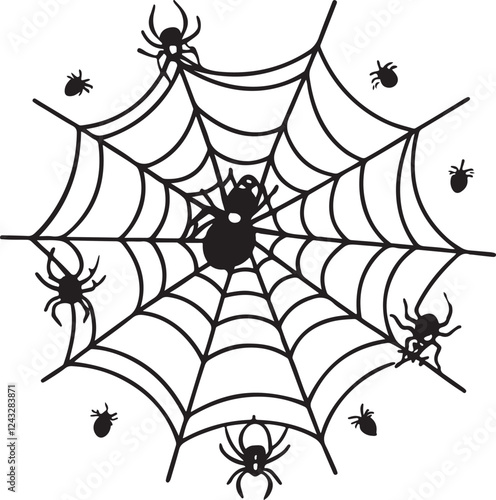 spider web silhouette vector designs