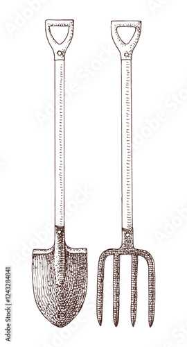 Vector spade and pitchfork illustration