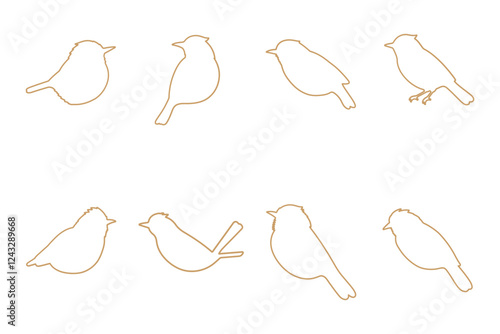 Pied Bushchat Outline Icon Set