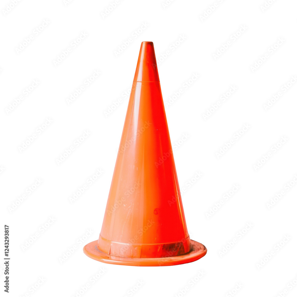 Fototapeta premium Traffic cone, bright orange, used for road safety and construction