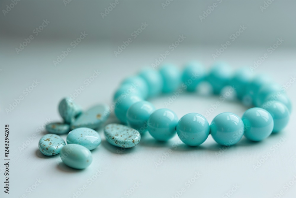 Turquoise Beaded Bracelet with Loose Stones in Soft Tones for Jewelry Making or Decoration with Copy Space Turquoise Beaded Bracelet with Loose Stones in Soft Tones for Jewelry Making or Decoration with Copy Space