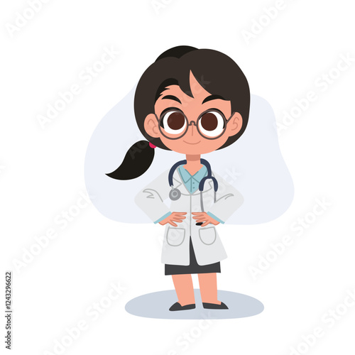 Charming cartoon woman doctor in uniform great for medical projects and education