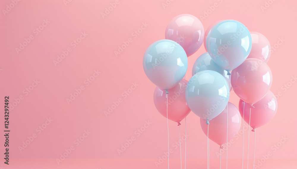 custom made wallpaper toronto digital3d cute rendering Group of pastel party balloons on isolated background