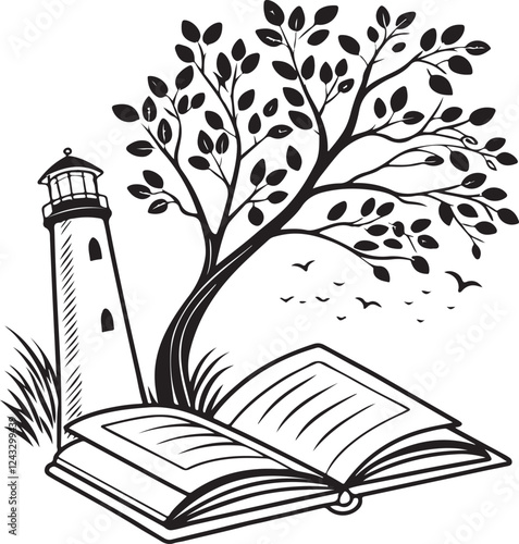 Book black and white background vector