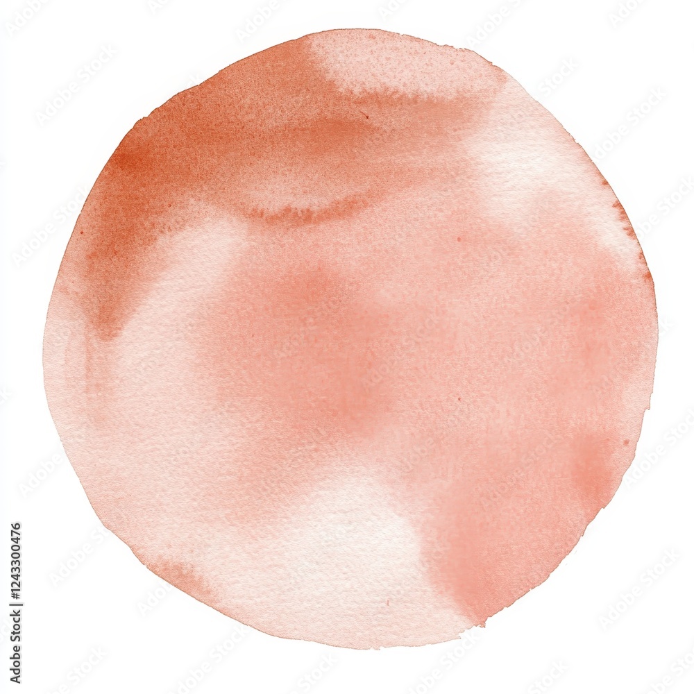 Abstract terracotta watercolor circle, textured background, design element Abstract terracotta watercolor circle, textured background, design element