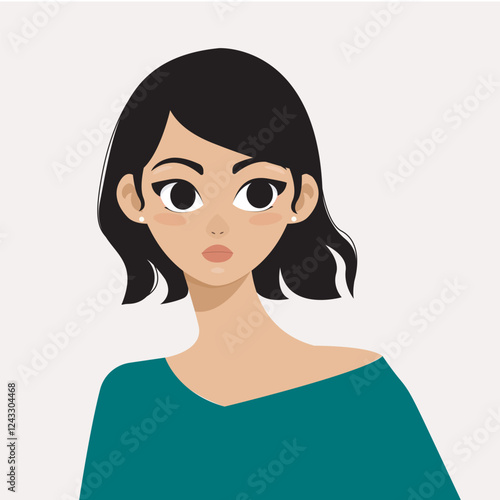 Menina cabelos curtos e pretos