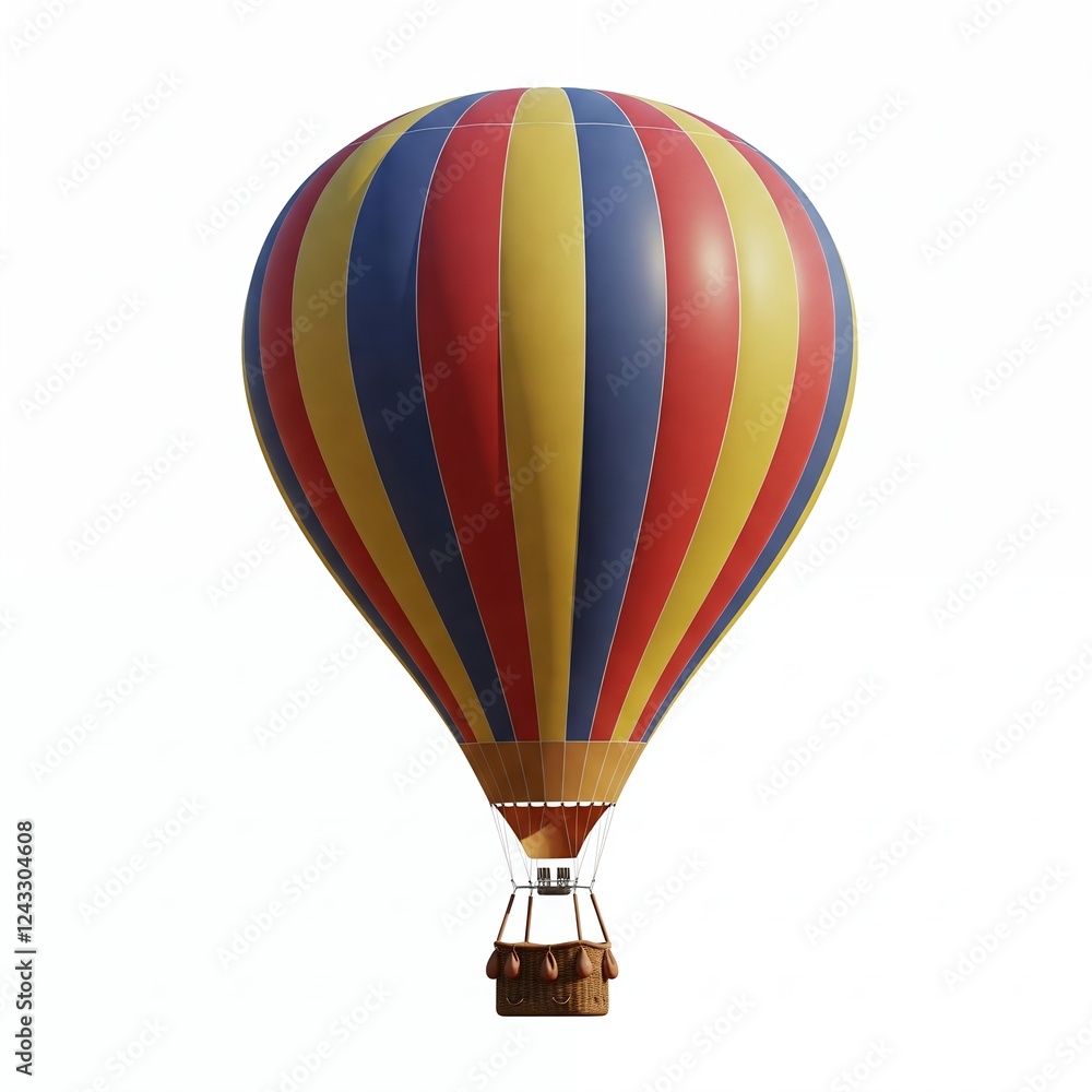 A hot air balloon floating, isolated on a white background. A hot air balloon floating, isolated on a white background.