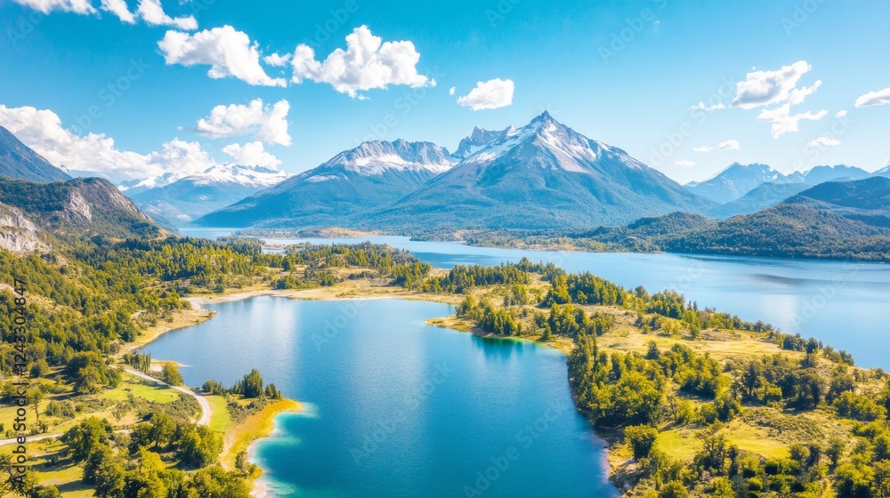 Naklejka premium Beautiful mountain landscapes in Patagonia. Mountains lake in Argentina, South America.