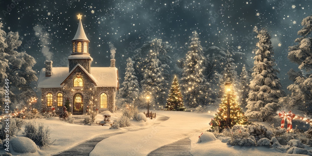 A Cozy Stone Chapel in a Snowy Winter Wonderland A Cozy Stone Chapel in a Snowy Winter Wonderland