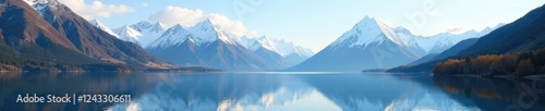 Wallpaper Mural Snow-capped peaks gently slope towards a serene lake, mountains, nature Torontodigital.ca