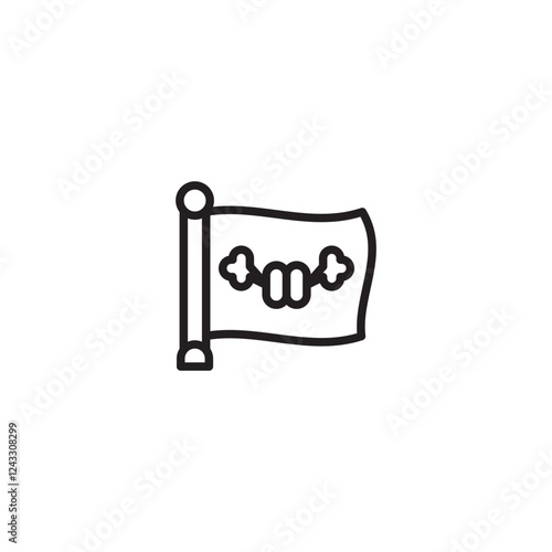 A flag on a pole displaying a stylized clenched fist with impact lines. Represents a symbol of strength, power, or impactful presence associated with a location or group.