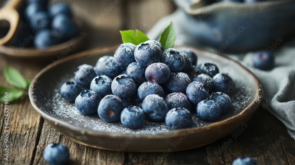 Sweet Blueberries on Rustic Wooden Table Sweet Blueberries on Rustic Wooden Table