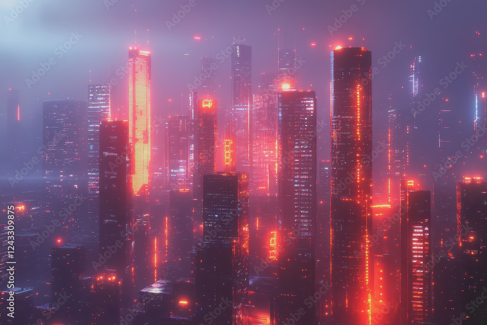 Obraz premium A modern city with a wireless network connection concept and cityscape. Technology concept.