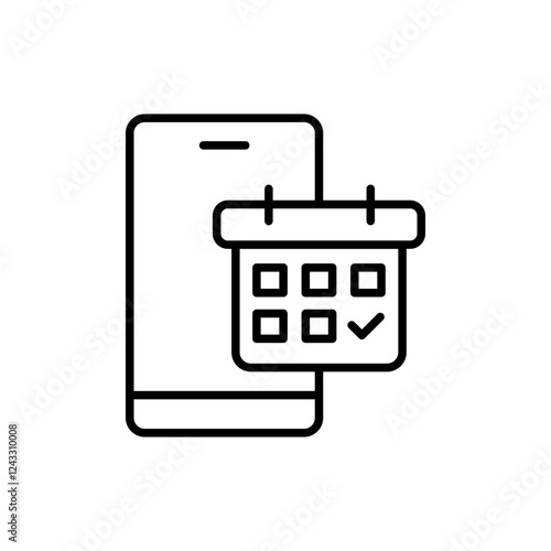 Appointment app outline icons, minimalist vector illustration ,simple transparent graphic element .Isolated on white background