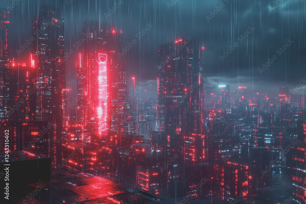 Obraz premium A modern city with a wireless network connection concept and cityscape. Technology concept.