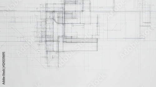 3D architectural blueprint overlay on digital background, showcasing intricate lines and structures that evoke sense of modern design and creativity