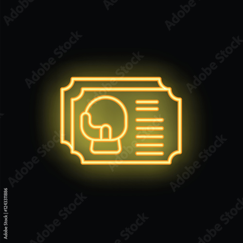 Bright yellow neon sign showing tickets for visiting a fortune teller or psychic reading session