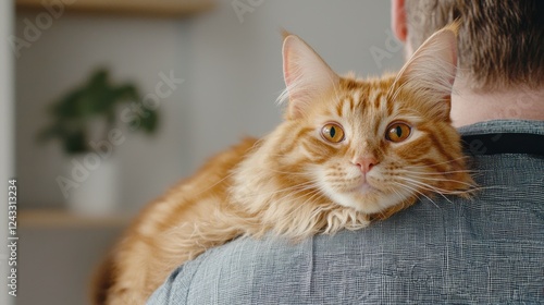 Wallpaper Mural Cuddly ginger cat with owner cozy home pet bonding moment Torontodigital.ca