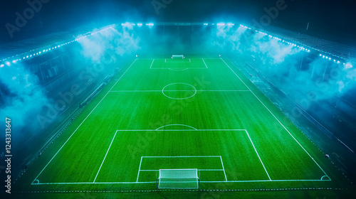 Wallpaper Mural Illuminated soccer field glows with intensity, ready for game, bathed in cool stadium lights, inspiring focus and anticipation Torontodigital.ca