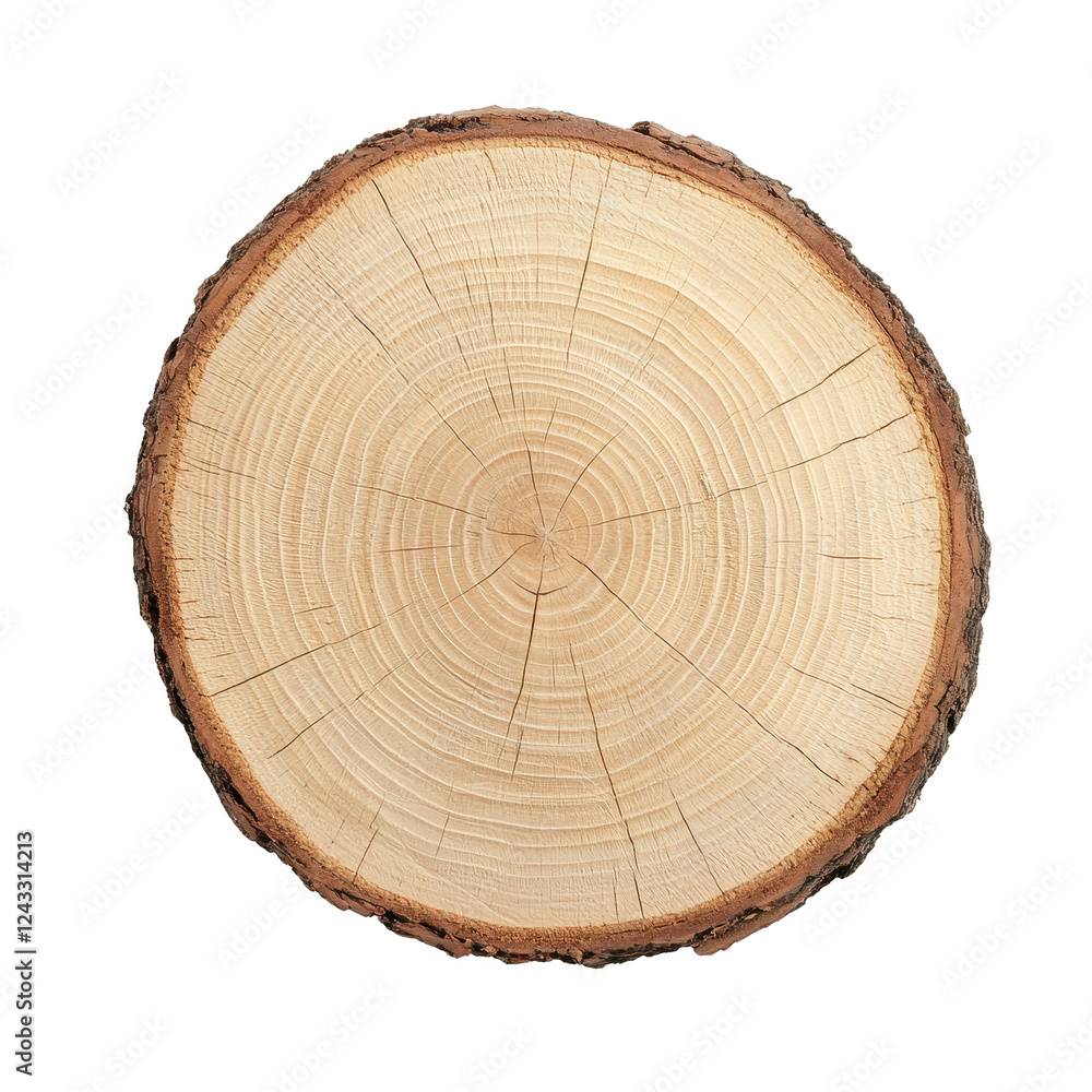 Fototapeta premium Natural wood slice on white isolated background.