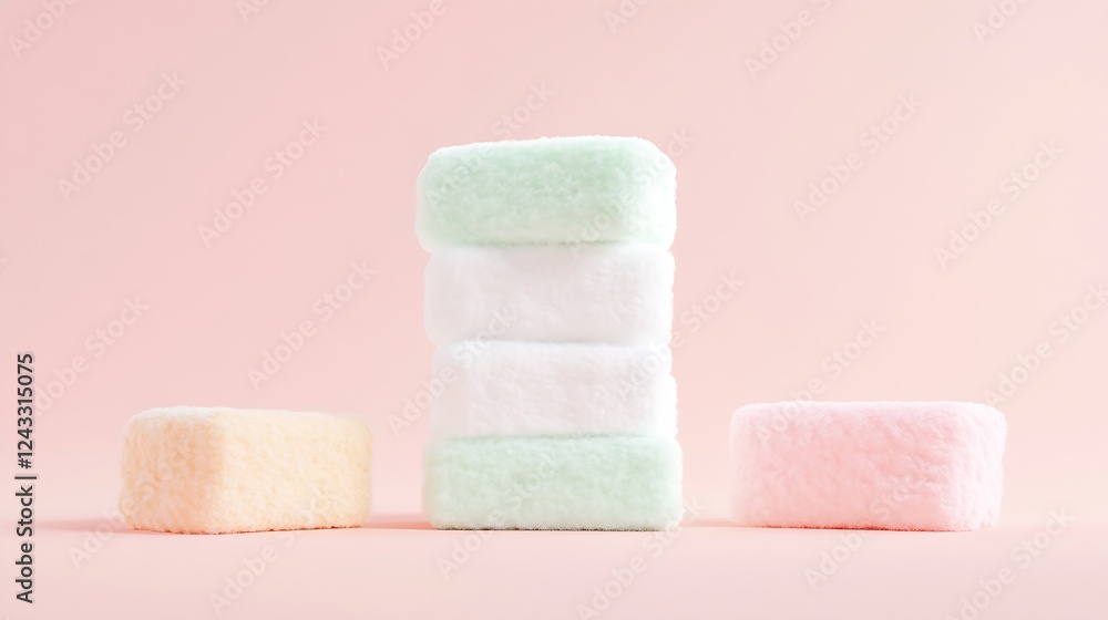 Fluffy Marshmallow Pillow Stack – 3D Pastel Design for Bedding & Lifestyle Branding Fluffy Marshmallow Pillow Stack – 3D Pastel Design for Bedding & Lifestyle Branding