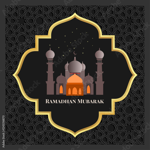 Ramadan Greeting Card Design. Islamic Ramadan calligraphy greetings with vector illustrations