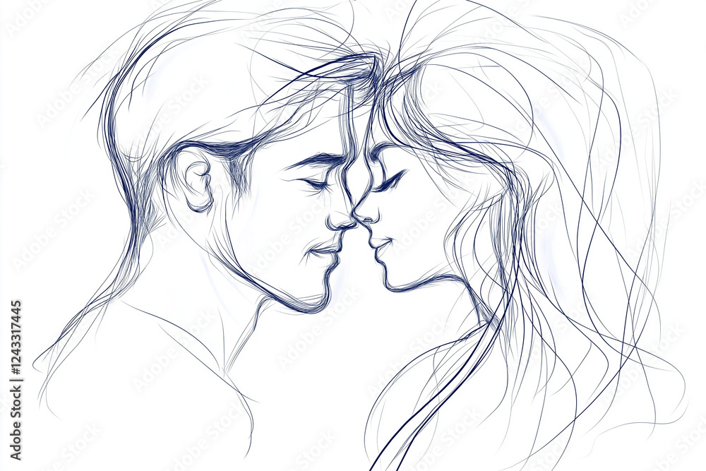 Couple embracing with affection against a minimalistic background Couple embracing with affection against a minimalistic background